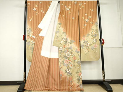 平和屋着物●豪華振袖　枝垂れ桜文　暈し染め　金彩　やまと誂製　正絹　逸品　AABK3418cs