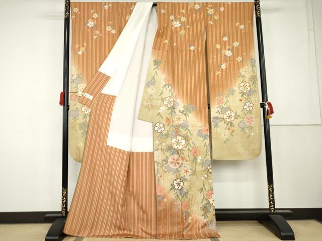平和屋着物●豪華振袖　枝垂れ桜文　暈し染め　金彩　やまと誂製　正絹　逸品　AABK3418cs