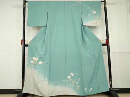 平和屋着物●訪問着　友禅　作家物　枝花文　暈し染め　正絹　逸品　AABK3419cs