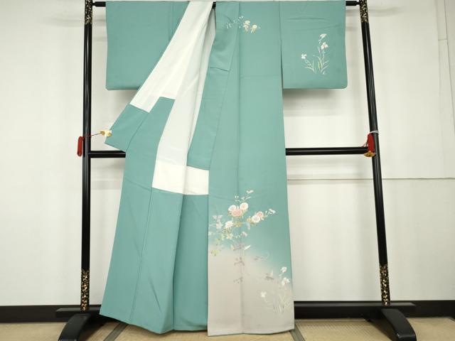 平和屋着物●訪問着　友禅　作家物　枝花文　暈し染め　正絹　逸品　AABK3419cs