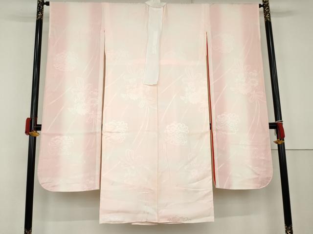 平和屋着物●振袖用長襦袢　袷　草花地紋　暈し染め　正絹　逸品　AABK3421cs