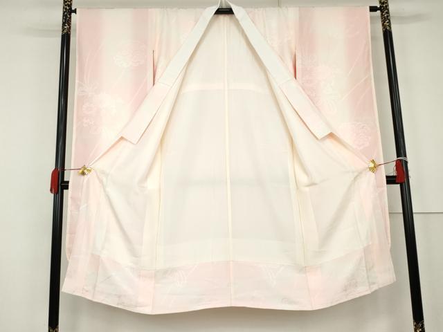 平和屋着物●振袖用長襦袢　袷　草花地紋　暈し染め　正絹　逸品　AABK3421cs