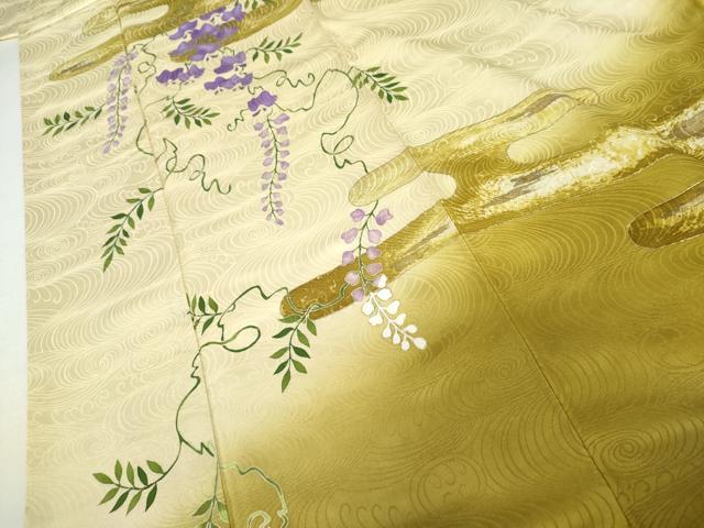 平和屋着物●訪問着　手描き　藤花房　暈し染め　金彩　正絹　逸品　AABK3422cs