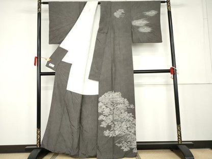 平和屋着物●伝統工芸師　服部光擴　戸小紋　訪問着　鮫小紋柄　京風景文　黒地　やまと誂製　正絹　逸品　AABK3425cs