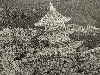 平和屋着物●伝統工芸師　服部光擴　戸小紋　訪問着　鮫小紋柄　京風景文　黒地　やまと誂製　正絹　逸品　AABK3425cs