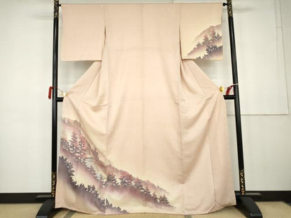 平和屋着物●訪問着　風景樹林文　暈し染め　正絹　逸品　AABK3427cs