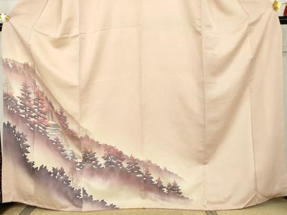 平和屋着物●訪問着　風景樹林文　暈し染め　正絹　逸品　AABK3427cs