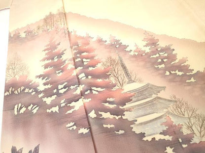 平和屋着物●訪問着　風景樹林文　暈し染め　正絹　逸品　AABK3427cs