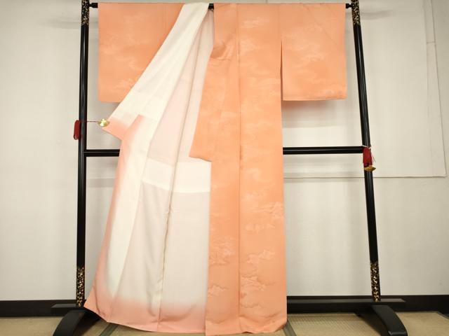 平和屋着物●上質な小紋　風景地紋　暈し染め　正絹　逸品　AABK3429cs
