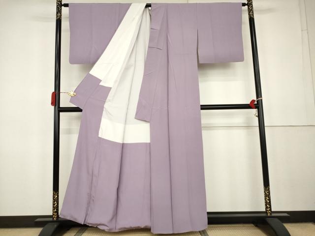 平和屋着物●上質な色無地　薄葡萄色　正絹　逸品　AABK3430cs