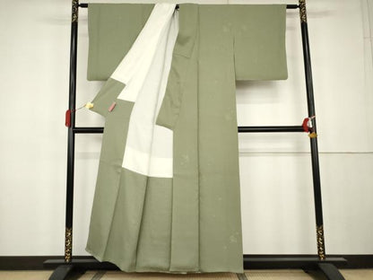 平和屋着物●上質な色無地　草花地紋　薄青色　正絹　逸品　AABK3431cs