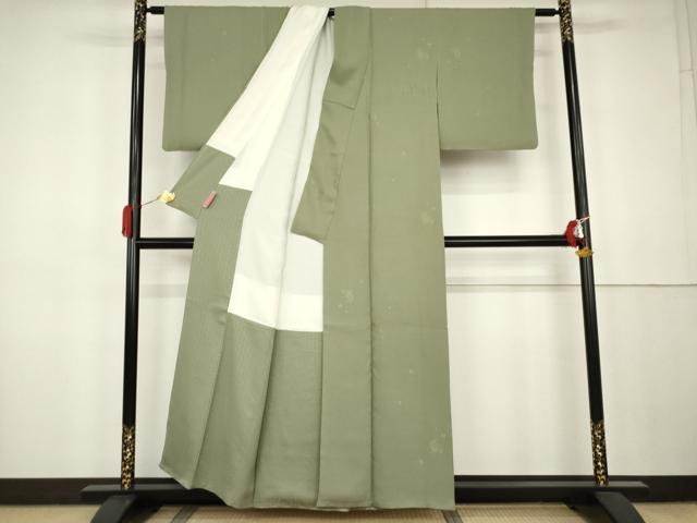 平和屋着物●上質な色無地　草花地紋　薄青色　正絹　逸品　AABK3431cs