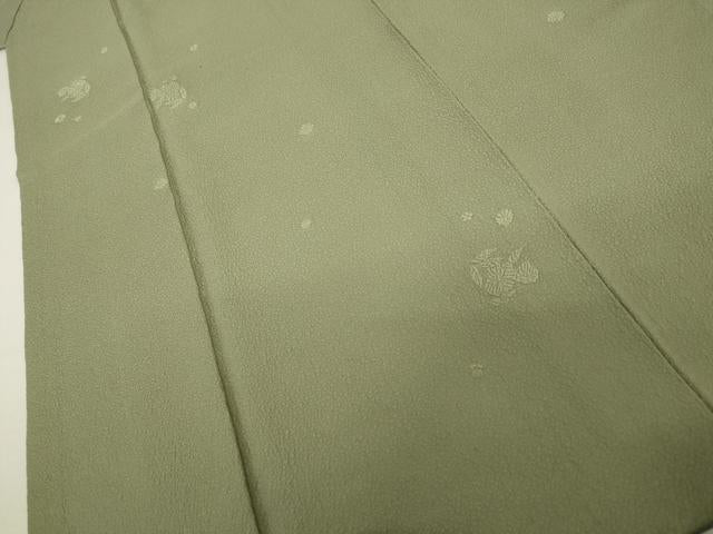 平和屋着物●上質な色無地　草花地紋　薄青色　正絹　逸品　AABK3431cs