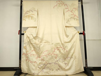 平和屋着物●訪問着　駒刺繍　唐草文　金彩　正絹　逸品　AABK3432cs
