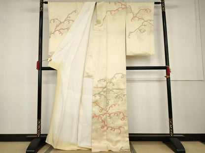 平和屋着物●訪問着　駒刺繍　唐草文　金彩　正絹　逸品　AABK3432cs