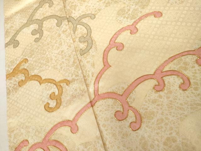 平和屋着物●訪問着　駒刺繍　唐草文　金彩　正絹　逸品　AABK3432cs