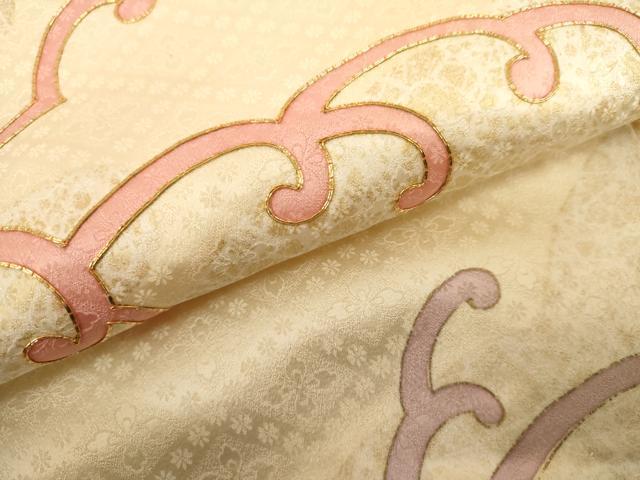 平和屋着物●訪問着　駒刺繍　唐草文　金彩　正絹　逸品　AABK3432cs