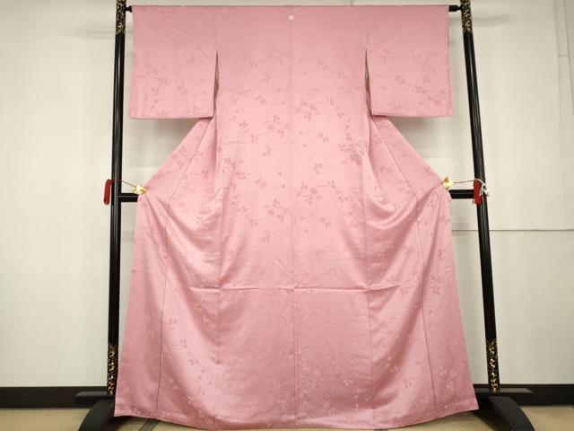 平和屋着物●上質な色無地　花蔦の葉地紋　薄紅梅色　正絹　逸品　AABK3433cs