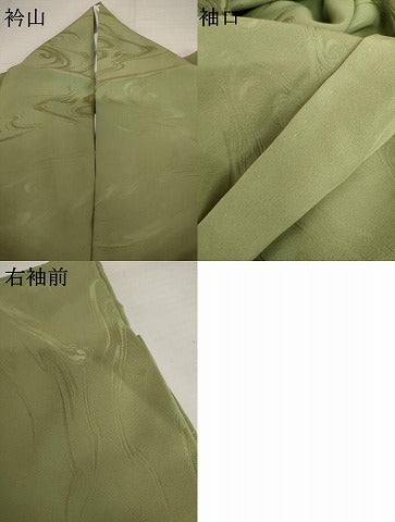 平和屋着物●上質な色無地　流水地紋　柳茶色　正絹　逸品　AABK3439cs
