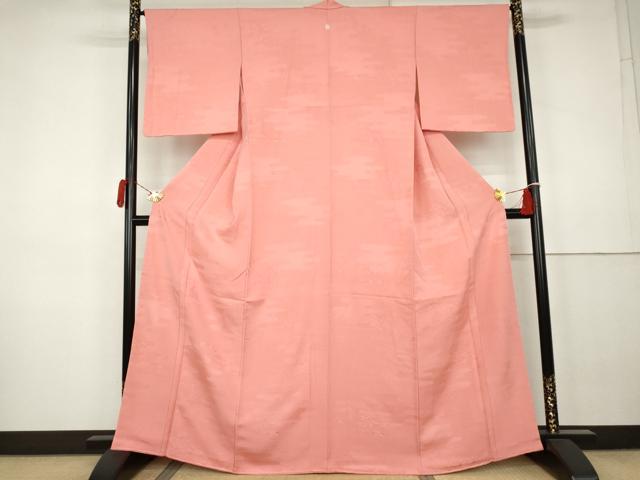 平和屋着物●上質な色無地　エ霞吉祥地紋　薄紅色　正絹　逸品　未使用　AABK3440cs