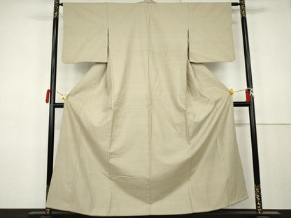 平和屋着物●結城紬　色無地　利休白茶色　正絹　逸品　AABK3442cs