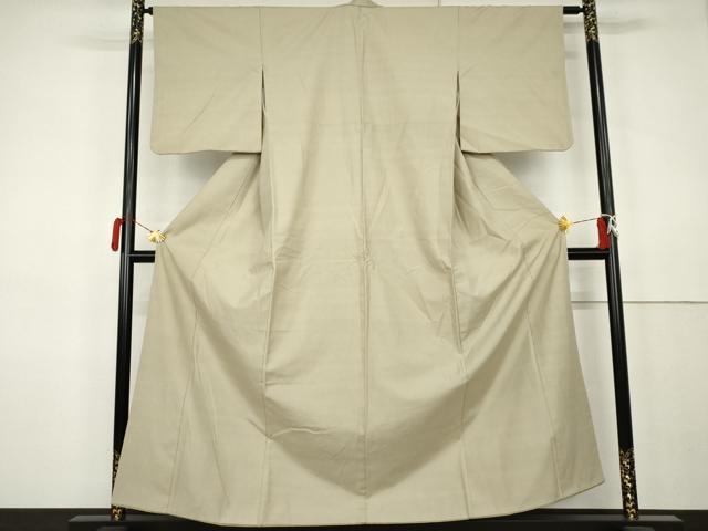 平和屋着物●結城紬　色無地　利休白茶色　正絹　逸品　AABK3442cs