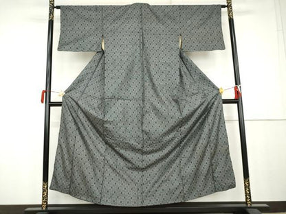 平和屋着物●本場大島紬　割込み絣　亀甲花文　正絹　逸品　AABK3443cs