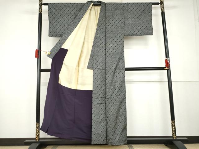 平和屋着物●本場大島紬　割込み絣　亀甲花文　正絹　逸品　AABK3443cs