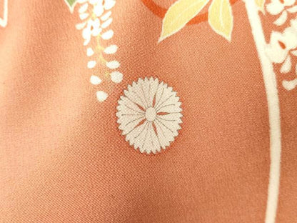 平和屋本店●アンティーク　大正ロマン　振袖　駒刺繍　飛鶴草花文　暈し染め　金糸　金彩　正絹　逸品　AABK3447cs