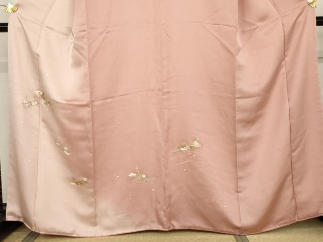 平和屋着物●訪問着　流水草花文　暈し染め　金彩　鈴乃屋扱い　正絹　逸品　AABK3451cs