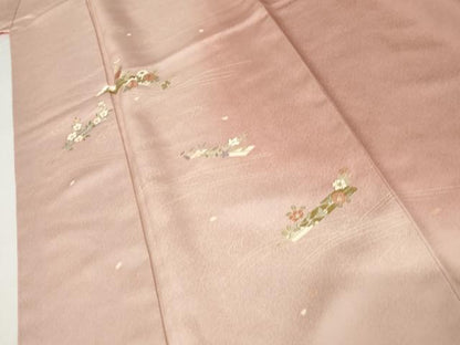 平和屋着物●訪問着　流水草花文　暈し染め　金彩　鈴乃屋扱い　正絹　逸品　AABK3451cs