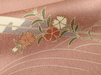平和屋着物●訪問着　流水草花文　暈し染め　金彩　鈴乃屋扱い　正絹　逸品　AABK3451cs