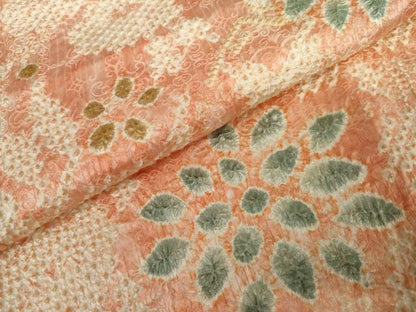 平和屋着物●上質な小紋　総絞り　草花文　正絹　逸品　AABK3452cs