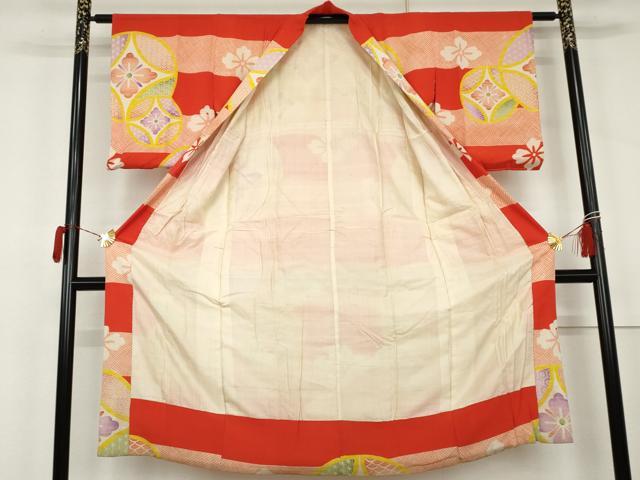 平和屋着物●アンティーク　大正ロマン　長襦袢　袷　七宝花文　正絹　逸品　AABK3456cs