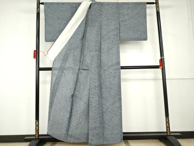 平和屋着物＊夏物　小紋　紗　変わり格子　AABK3458cs