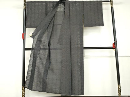 平和屋着物＊夏物　小紋　紗　幾何学菱文　正絹　逸品　AABK3461cs