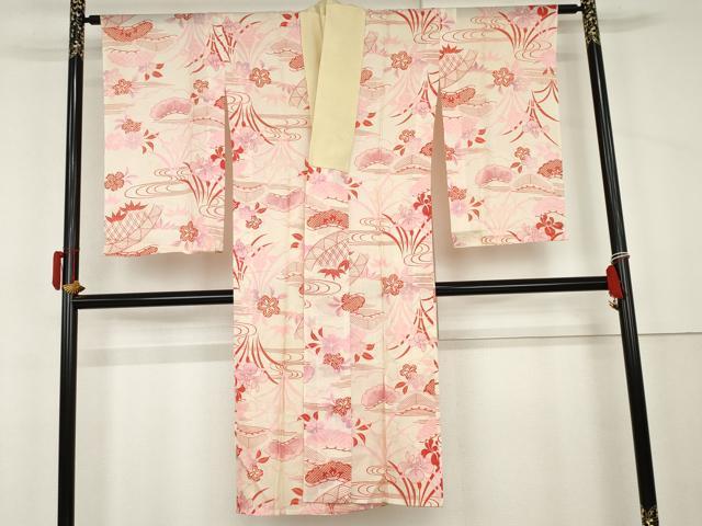 平和屋着物＊夏物　アンティーク　大正ロマン　長襦袢　絽　松竹梅文　正絹　逸品　AABK3463cs