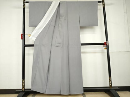 平和屋着物＊上質な色無地　絽　灰青色　正絹　逸品　AABK3469cs