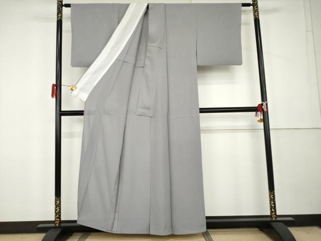 平和屋着物＊上質な色無地　絽　灰青色　正絹　逸品　AABK3469cs