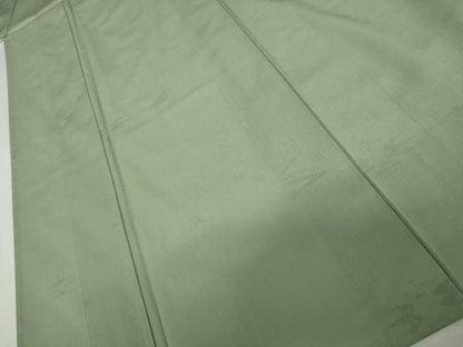 平和屋着物＊上質な色無地　琉球絣紋紗　山葵色　正絹　逸品　AABK3471cs