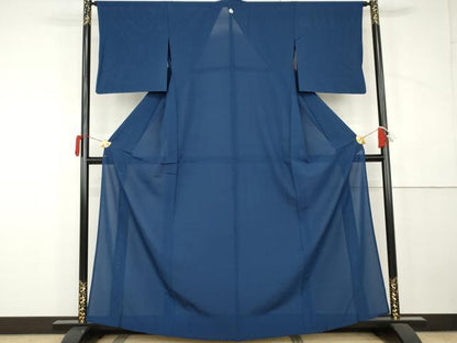 平和屋着物＊上質な色無地　絽　瑠璃紺色　正絹　逸品　AABK3472cs