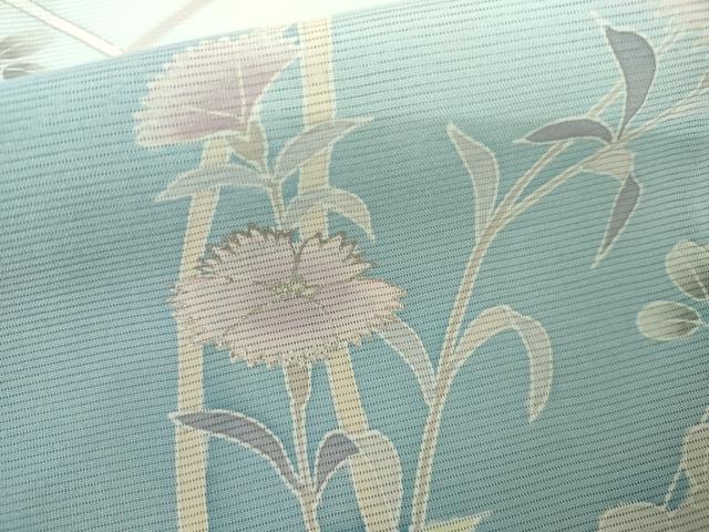 平和屋着物＊夏物　訪問着　絽　友禅　枝花文　暈し染め　金彩　正絹　逸品　AABK3475cs