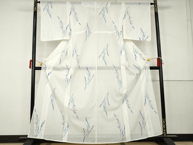 平和屋着物＊夏物　小紋　絽　枝花文　洗える着物　AABK3476cs