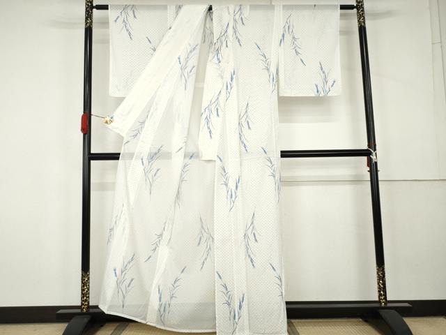 平和屋着物＊夏物　小紋　絽　枝花文　洗える着物　AABK3476cs