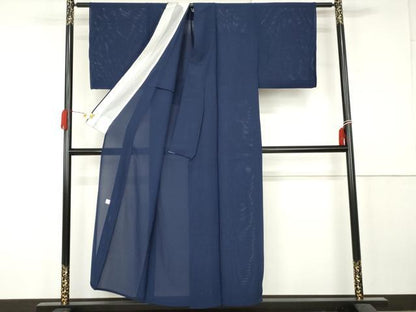 平和屋着物＊夏物　本加賀友禅作家　成竹登茂男監修　色無地　絽　深縹色　正絹　逸品　AABK3480cs