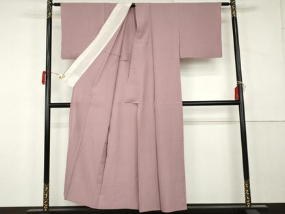 平和屋着物＊夏物　色無地　絽　天女織　堅牢染　石竹色　反端付き　正絹　逸品　AABK3481cs