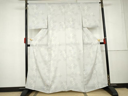 平和屋着物＊夏物　小紋　絽　南天枝葉文　正絹　逸品　AABK3494cs