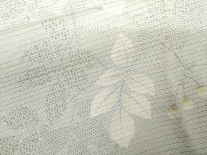 平和屋着物＊夏物　小紋　絽　南天枝葉文　正絹　逸品　AABK3494cs