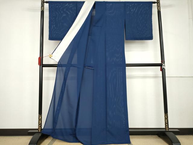 平和屋着物＊夏物　色無地　絽　瑠璃紺色　洗える着物　未使用　AABK3503cs