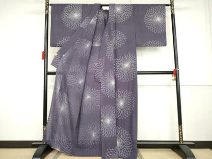 平和屋着物＊夏物　小紋　菱紋紗　舞花文　正絹　逸品　AABK3513cs